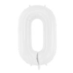 PartyDeco - Ballon Chiffre 0, blanc  86cm