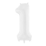 PartyDeco - Ballon Chiffre 1, blanc  86cm