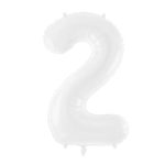 PartyDeco - Ballon Chiffre 2, blanc  86cm