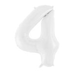 PartyDeco - Ballon Chiffre 4, blanc  86cm