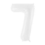 PartyDeco - Ballon Chiffre 7, blanc  86cm