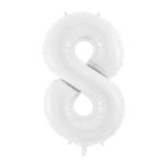 PartyDeco - Ballon Chiffre 8, blanc  86cm