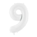 PartyDeco - Ballon Chiffre 9,  blanc  86cm