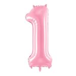 PartyDeco - Ballon Chiffre 1, Rose  86cm
