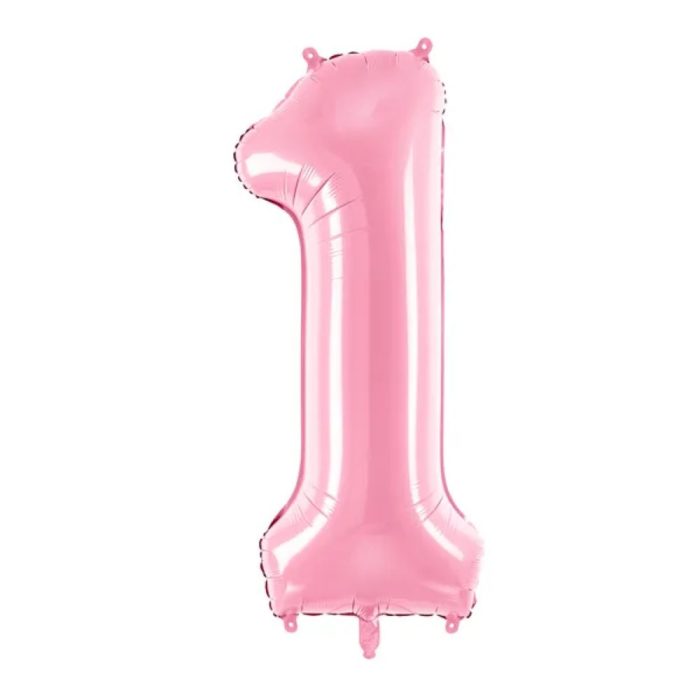 PartyDeco - Ballon Chiffre 1, Rose  86cm