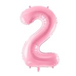 PartyDeco - Ballon Chiffre 2, Rose  86cm