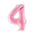 PartyDeco - Ballon Chiffre 4, Rose  86cm