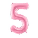 PartyDeco - Ballon Chiffre 5, Rose  86cm