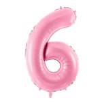 PartyDeco - Ballon Chiffre 6, Rose  86cm