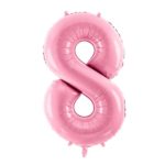 PartyDeco - Ballon Chiffre 8, Rose  86cm