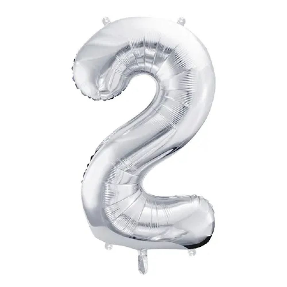 big_2426-1.jpg PartyDeco - Ballon Chiffre 2, Argenté 86cm – Image 1