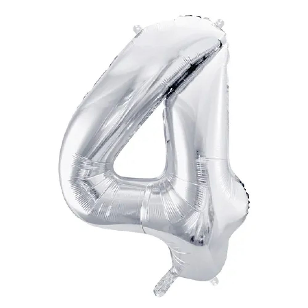 big_2428-1.jpg PartyDeco - Ballon Chiffre 4, Argenté 86cm – Image 1