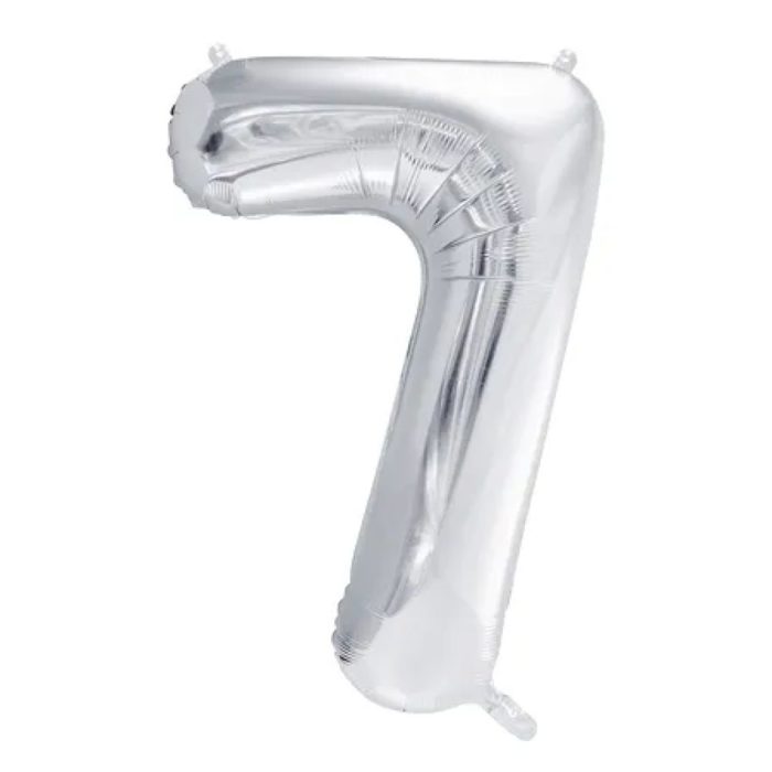 PartyDeco - Ballon Chiffre 7, Argenté  86cm