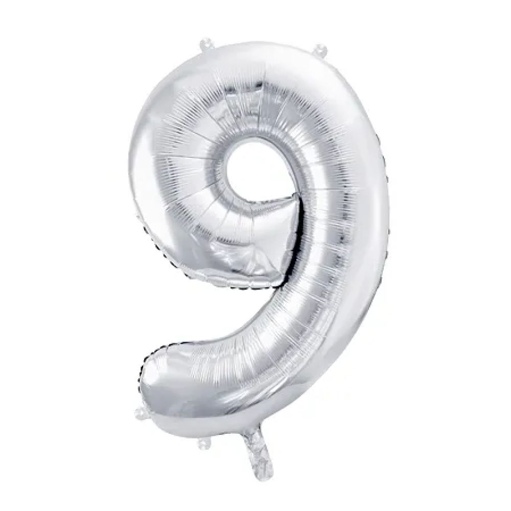 big_2433-1.jpg PartyDeco - Ballon Chiffre 9, Argenté 86cm – Image 1