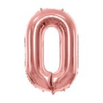 PartyDeco - Ballon Chiffre 0, Or Rose  86cm
