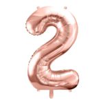 PartyDeco - Ballon Chiffre 2, Or Rose  86cm