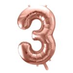 PartyDeco - Ballon Chiffre 3, Or Rose  86cm