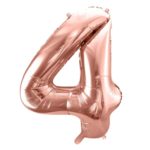 PartyDeco - Ballon Chiffre 4, Or Rose  86cm