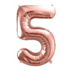PartyDeco - Ballon Chiffre 5, Or Rose  86cm