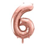 PartyDeco - Ballon Chiffre 6, Or Rose  86cm