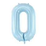 PartyDeco - Ballon Chiffre 0, Bleu Clair  86cm