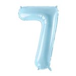 PartyDeco - Ballon Chiffre 7,  Bleu Clair  86cm