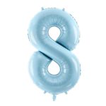 PartyDeco - Ballon Chiffre 8,   Bleu Clair  86cm