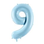 PartyDeco - Ballon Chiffre 9,  Bleu Clair  86cm