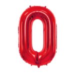 PartyDeco - Ballon Chiffre 0,  Rouge  86cm