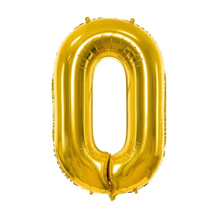PartyDeco - Ballon Chiffre 0,  Or 86cm