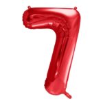 PartyDeco - Ballon Chiffre 7, Rouge 86cm