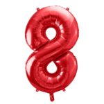 PartyDeco - Ballon Chiffre 8, Rouge 86cm