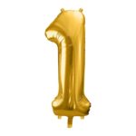 PartyDeco - Ballon Chiffre 1, Or 86cm
