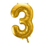 PartyDeco - Ballon Chiffre 3, Or 86cm