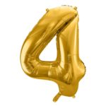 PartyDeco - Ballon Chiffre 4, Or 86cm