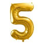 PartyDeco - Ballon Chiffre 5, Or 86cm