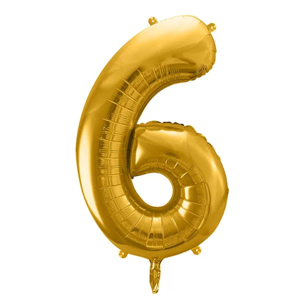 big_2470-1.jpg PartyDeco - Ballon Chiffre 6, Or 86cm – Image 1