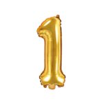 PartyDeco - Ballon Mylar Chiffre ''1'', 35cm, doré