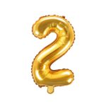 PartyDeco - Ballon Mylar Chiffre ''2'', 35cm, doré