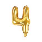 PartyDeco - Ballon Mylar Chiffre ''4'', 35cm, doré