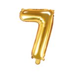 PartyDeco - Ballon Mylar Chiffre ''7'', 35cm, doré