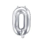 PartyDeco - Ballon Mylar Chiffre ''0'', 35cm, argenté
