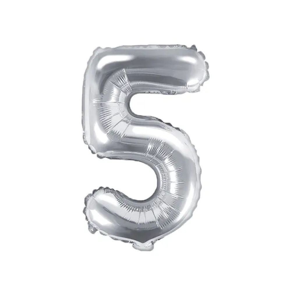 big_2489-1.jpg PartyDeco - Ballon Mylar Chiffre ''5'', 35cm, argenté – Image 1