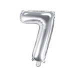 PartyDeco - Ballon Mylar Chiffre ''7'', 35cm, argenté