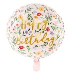 PartyDeco - Ballon Mylar H.B. rose avec fleurs , 45 cm