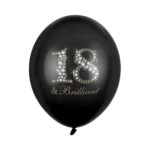PartyDeco - Ballons 18 & Brillant, Noir Pastel 30cm