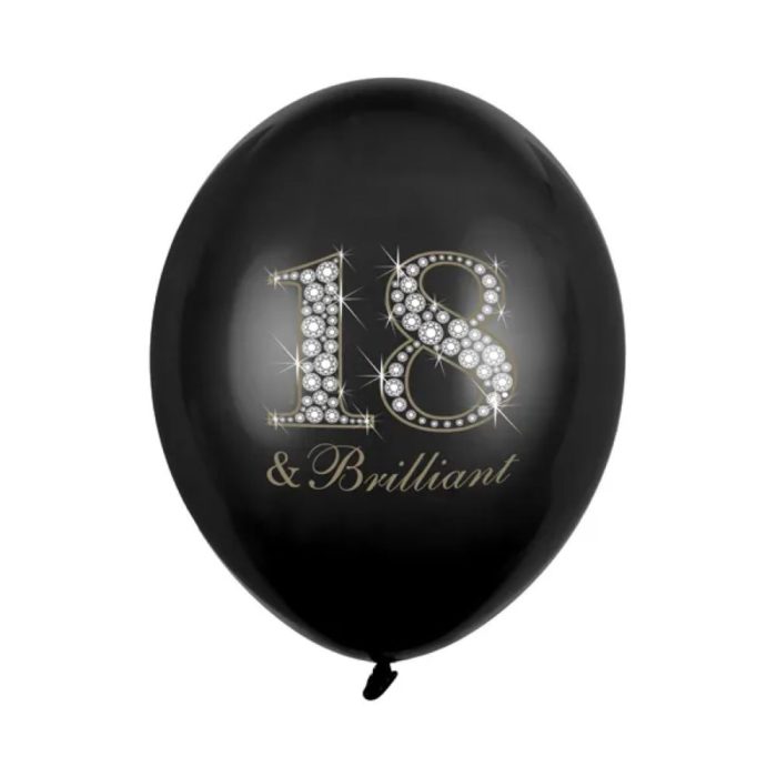 PartyDeco - Ballons 18 & Brillant, Noir Pastel 30cm
