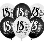 PartyDeco - Ballons 18 black & white  30cm