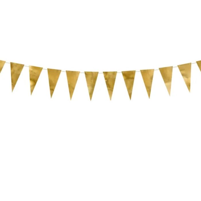 PartyDeco - Guirlande en papier triangles Dorés 3m