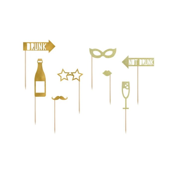 PartyDeco -  Phtobooth doré 8pcs